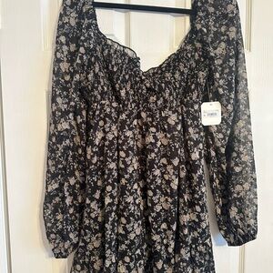 Altar'd State Black Cream Bishop Sleeve Sundress